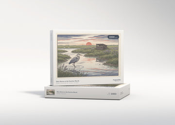 Blue Heron at the Sunrise Marsh jigsaw puzzle - gift box