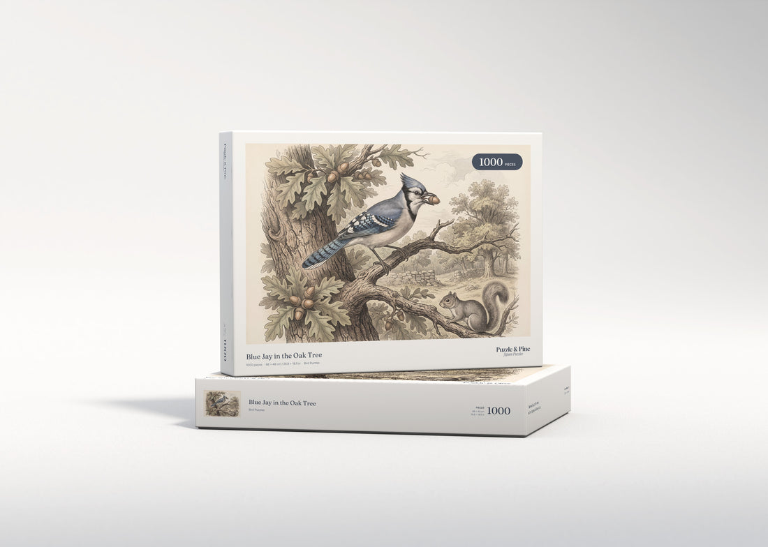 Blue Jay in the Oak Tree jigsaw puzzle - gift box
