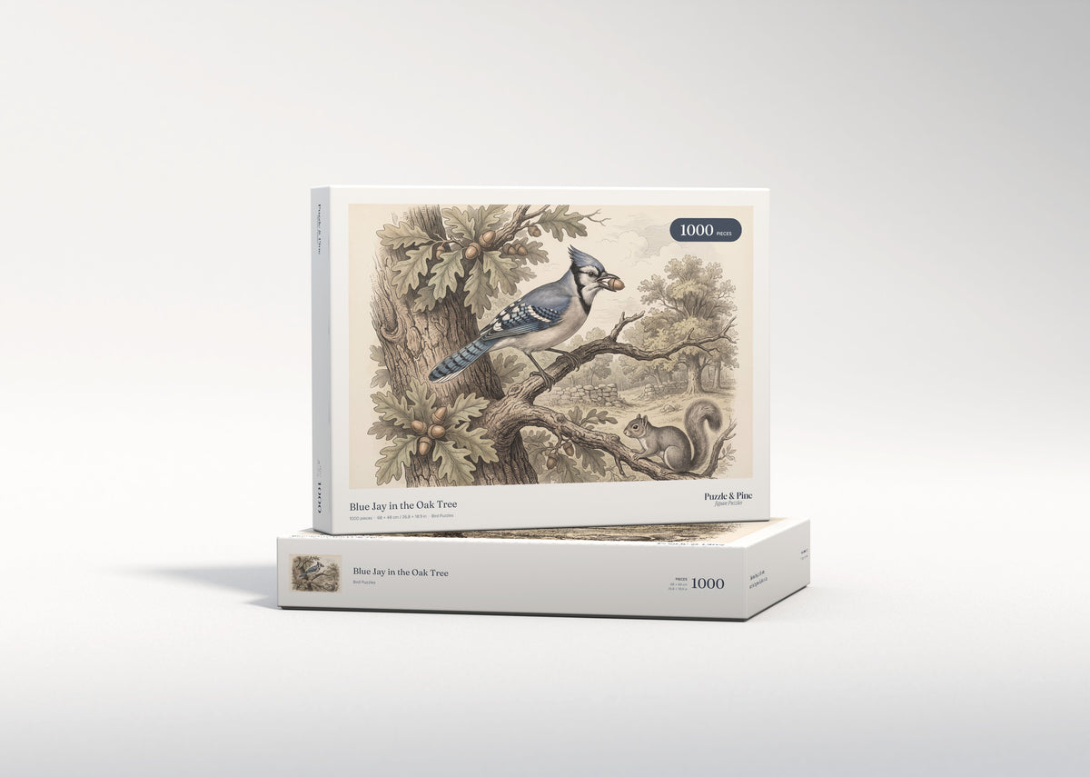 Blue Jay in the Oak Tree jigsaw puzzle - gift box