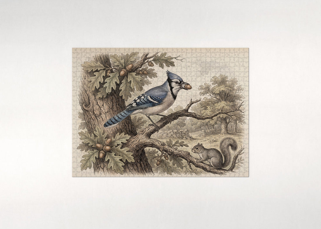 Blue Jay in the Oak Tree jigsaw puzzle - gift box
