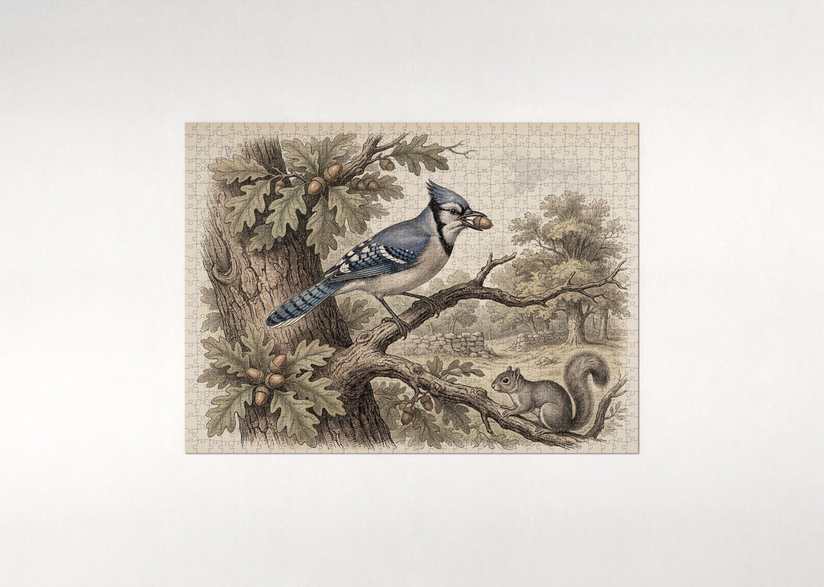 Blue Jay in the Oak Tree jigsaw puzzle - flat puzzle
