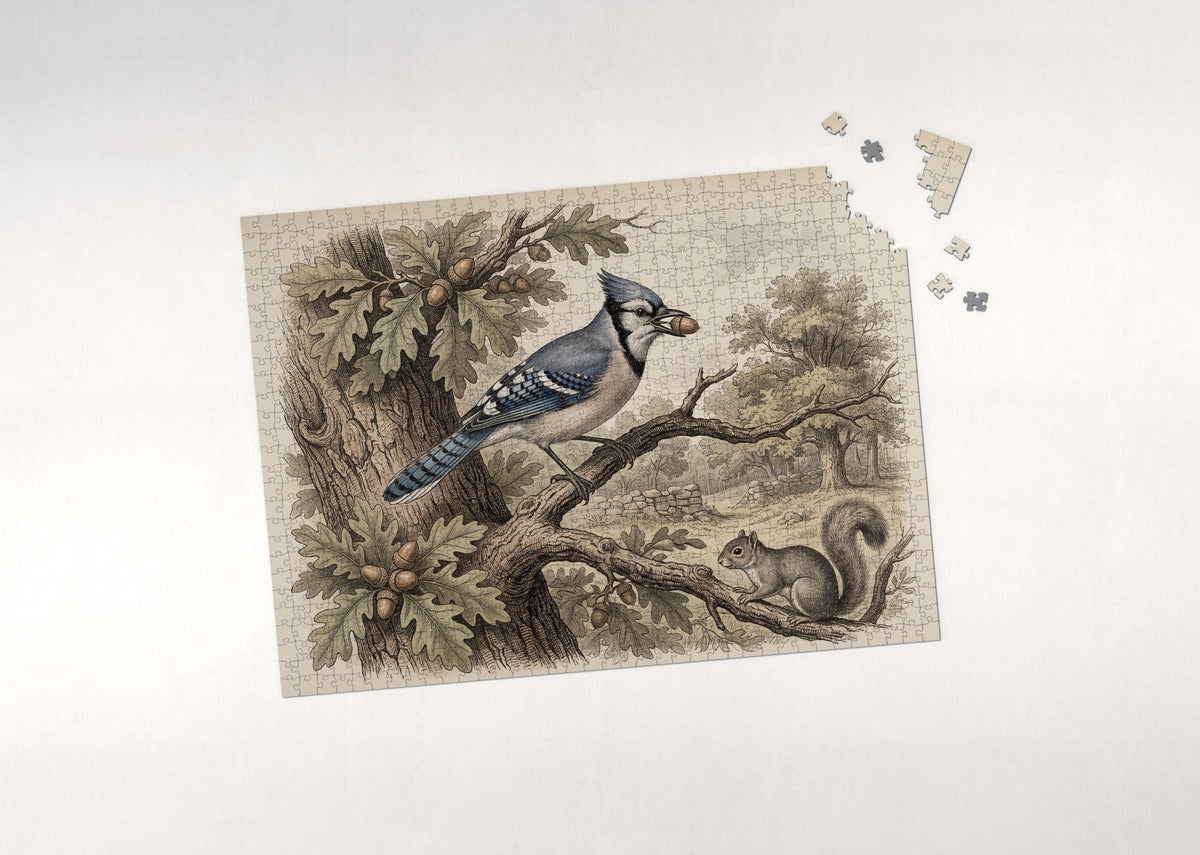 Blue Jay in the Oak Tree jigsaw puzzle - puzzle with loose pieces