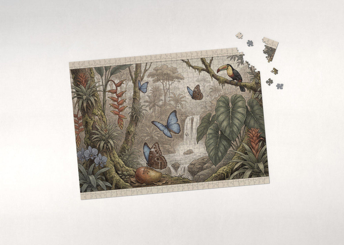 Blue Morpho Butterflies in the Rainforest jigsaw puzzle - puzzle with loose pieces