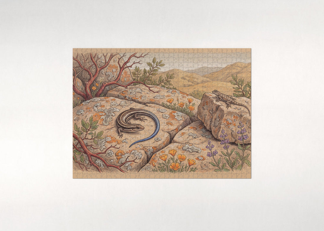 Blue Tailed Skink on the Rocks jigsaw puzzle - gift box