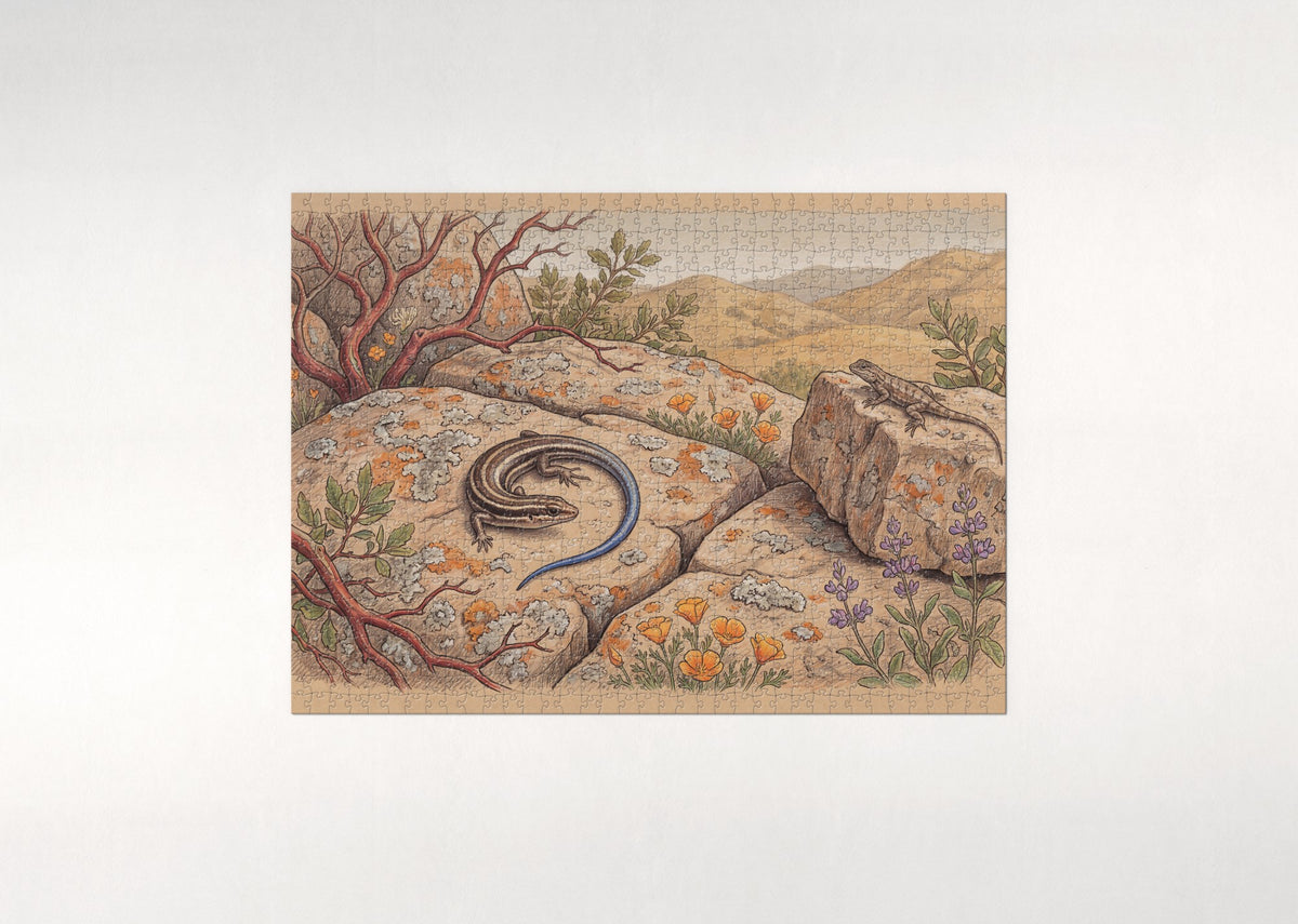 Blue Tailed Skink on the Rocks jigsaw puzzle - flat puzzle