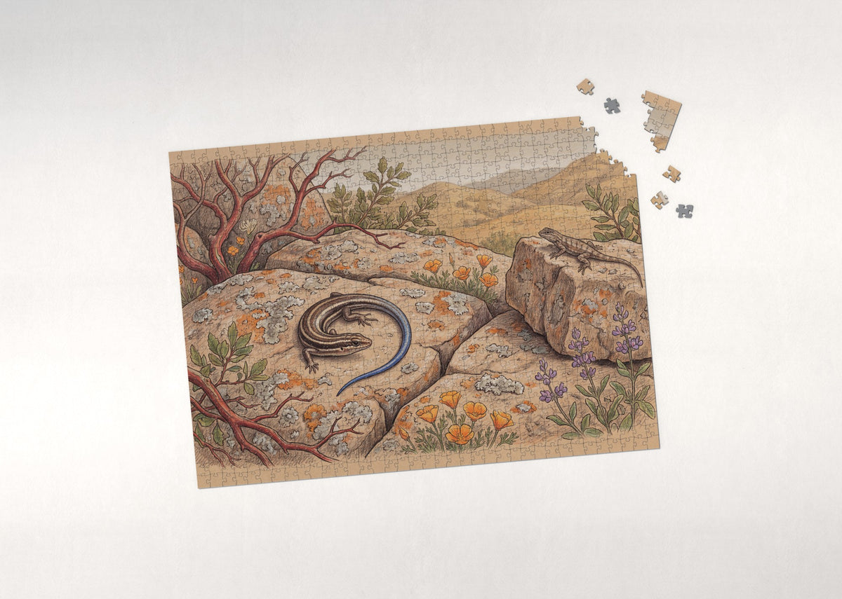 Blue Tailed Skink on the Rocks jigsaw puzzle - puzzle with loose pieces