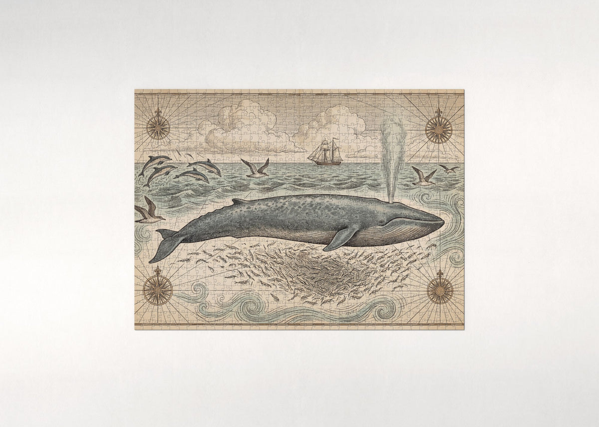 Blue Whale in the Open Ocean jigsaw puzzle - flat puzzle