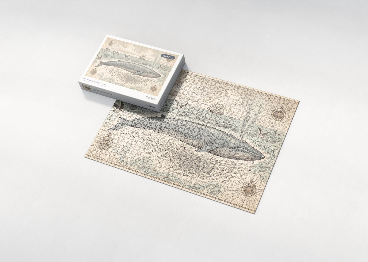Blue Whale in the Open Ocean jigsaw puzzle - box and puzzle