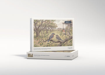 Bluebird Family at the Summer Orchard jigsaw puzzle - gift box