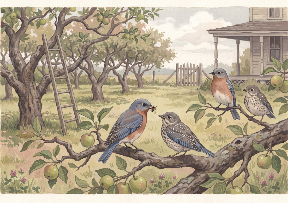 Bluebird Family at the Summer Orchard jigsaw puzzle
