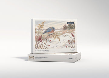Bluebird in the Snowy Meadow jigsaw puzzle - gift box