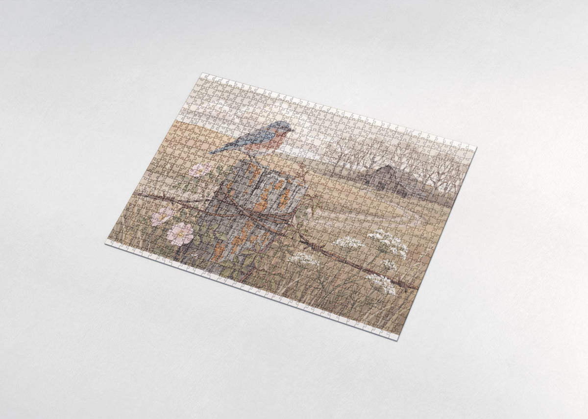 Bluebird on the Old Fence Post jigsaw puzzle - assembled puzzle