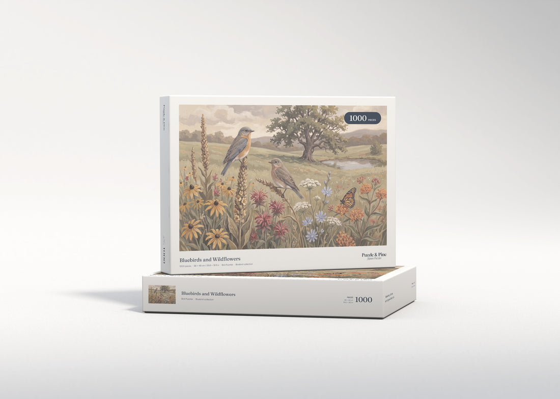 Bluebirds and Wildflowers jigsaw puzzle - gift box