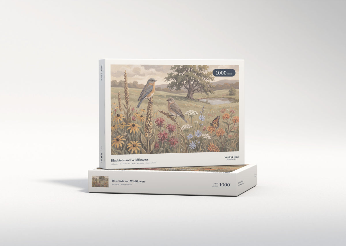 Bluebirds and Wildflowers jigsaw puzzle - gift box