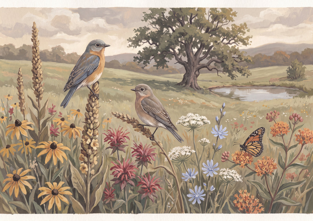 Bluebirds and Wildflowers jigsaw puzzle