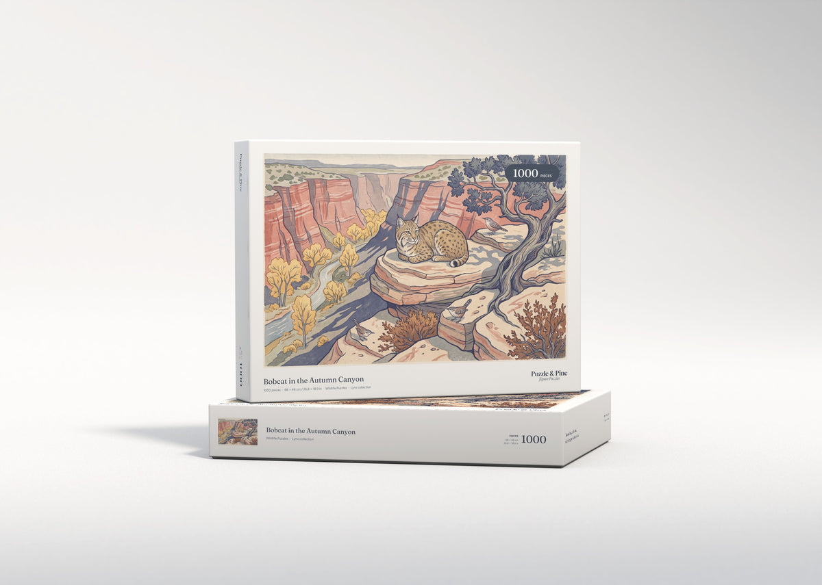Bobcat in the Autumn Canyon jigsaw puzzle - gift box