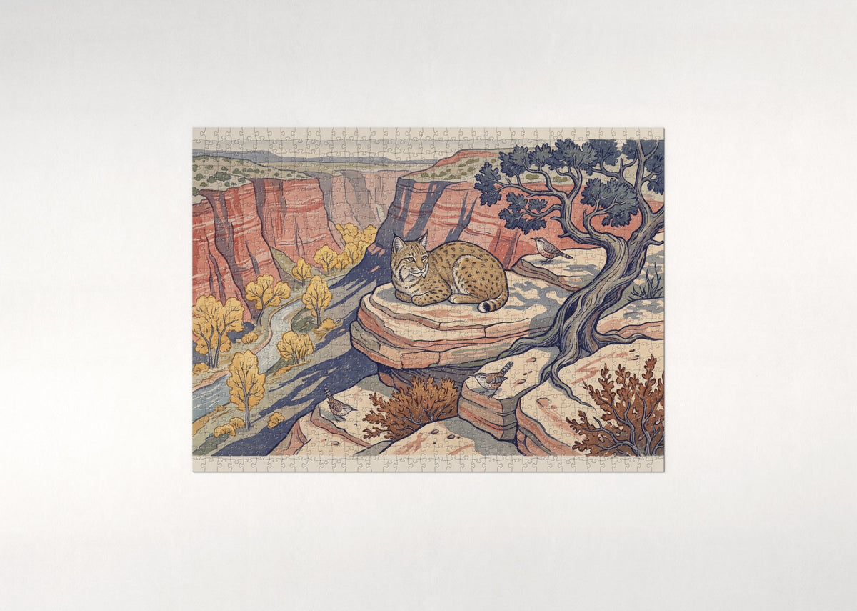 Bobcat in the Autumn Canyon jigsaw puzzle - flat puzzle