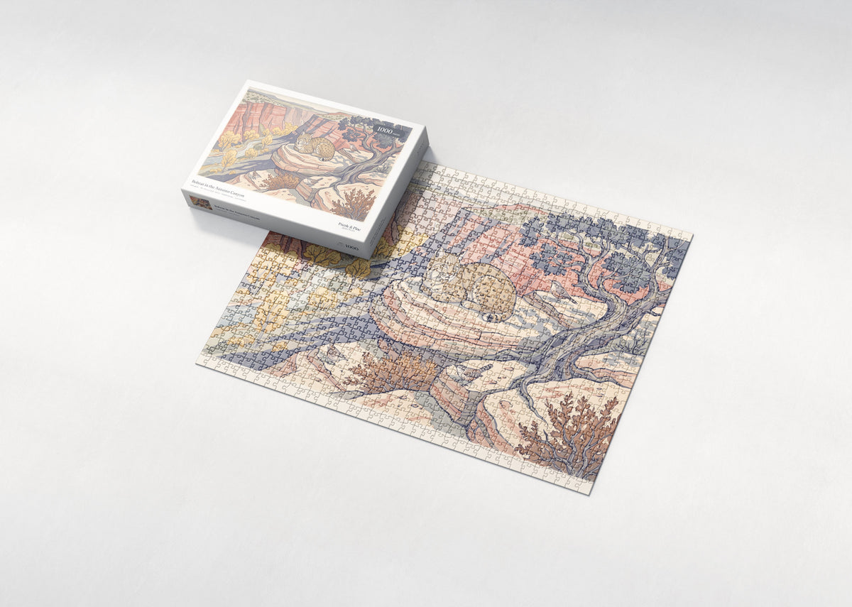 Bobcat in the Autumn Canyon jigsaw puzzle - box and puzzle