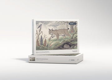 Bobcat in the Spring Meadow jigsaw puzzle - gift box