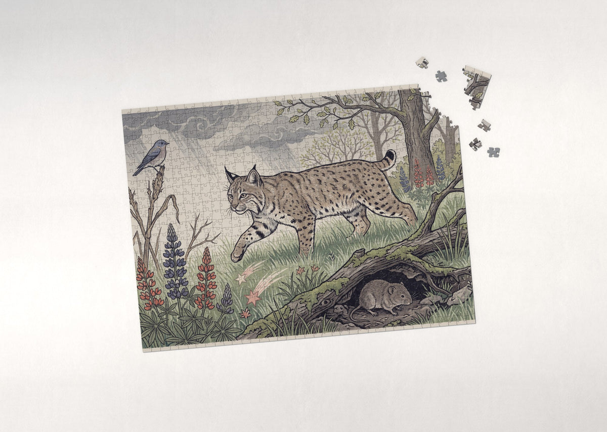 Bobcat in the Spring Meadow jigsaw puzzle - puzzle with loose pieces