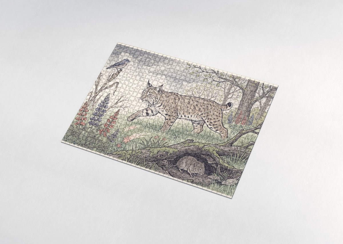 Bobcat in the Spring Meadow jigsaw puzzle - assembled puzzle