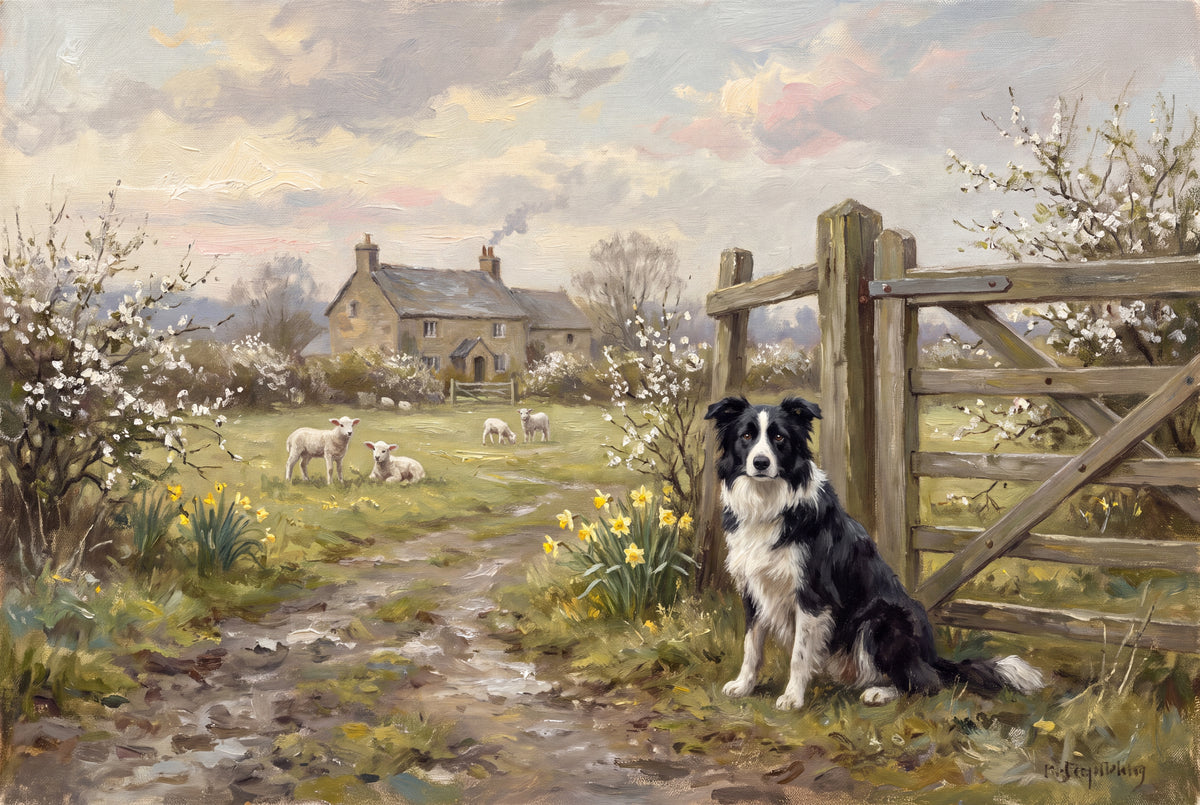 Border Collie at the Farm Gate Morning jigsaw puzzle