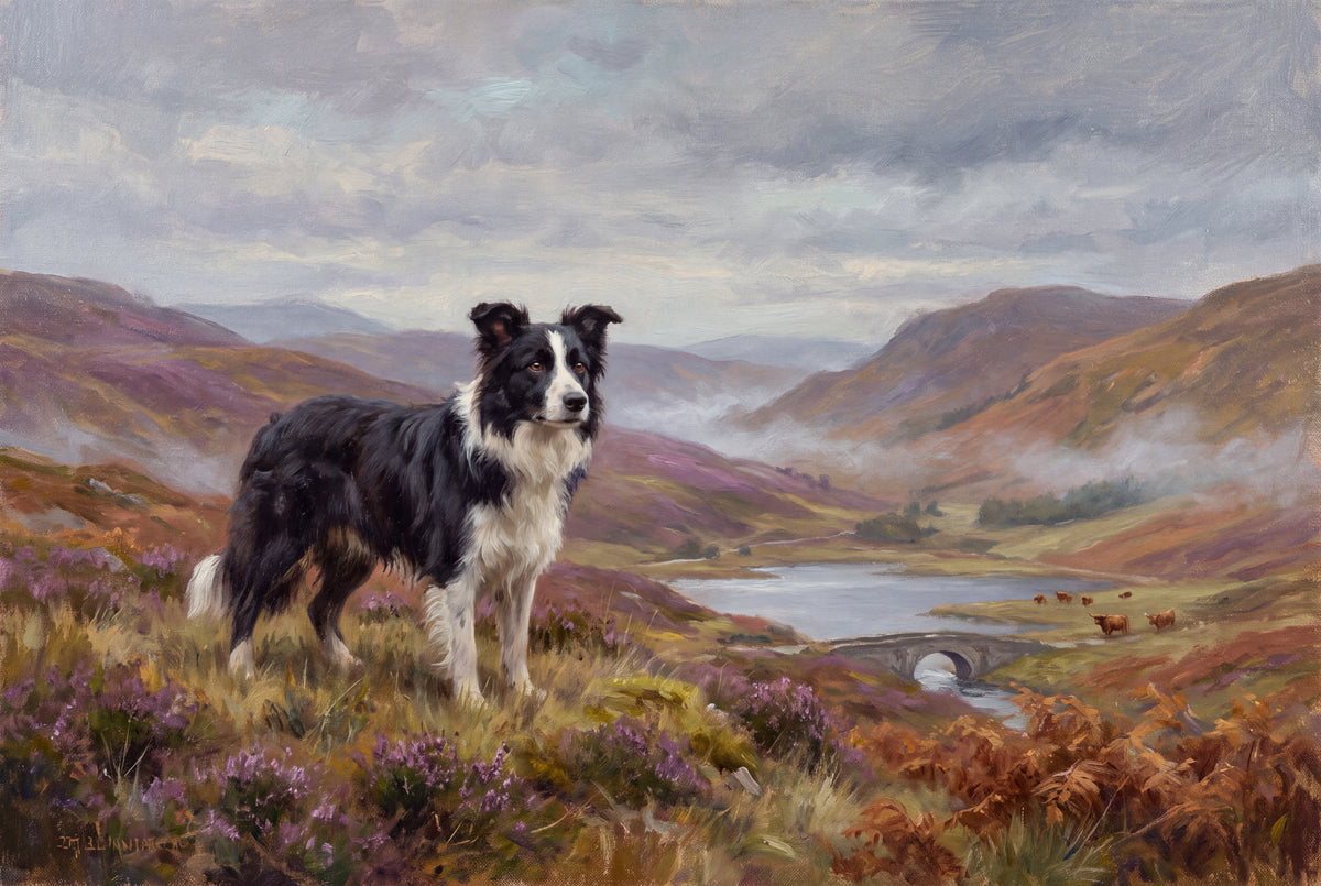 Border Collie in the Misty Highland Hills jigsaw puzzle