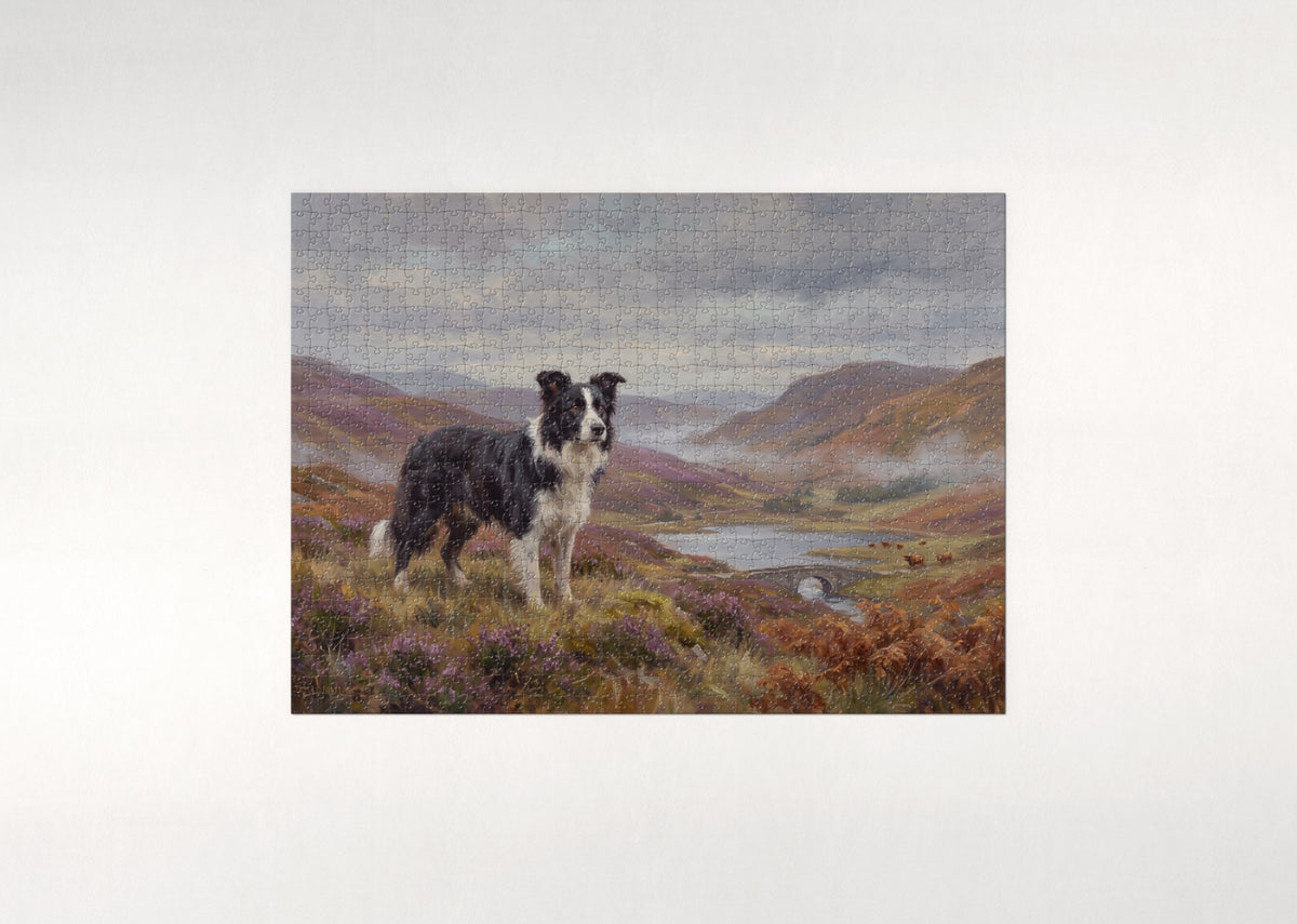 Border Collie in the Misty Highland Hills jigsaw puzzle - flat puzzle