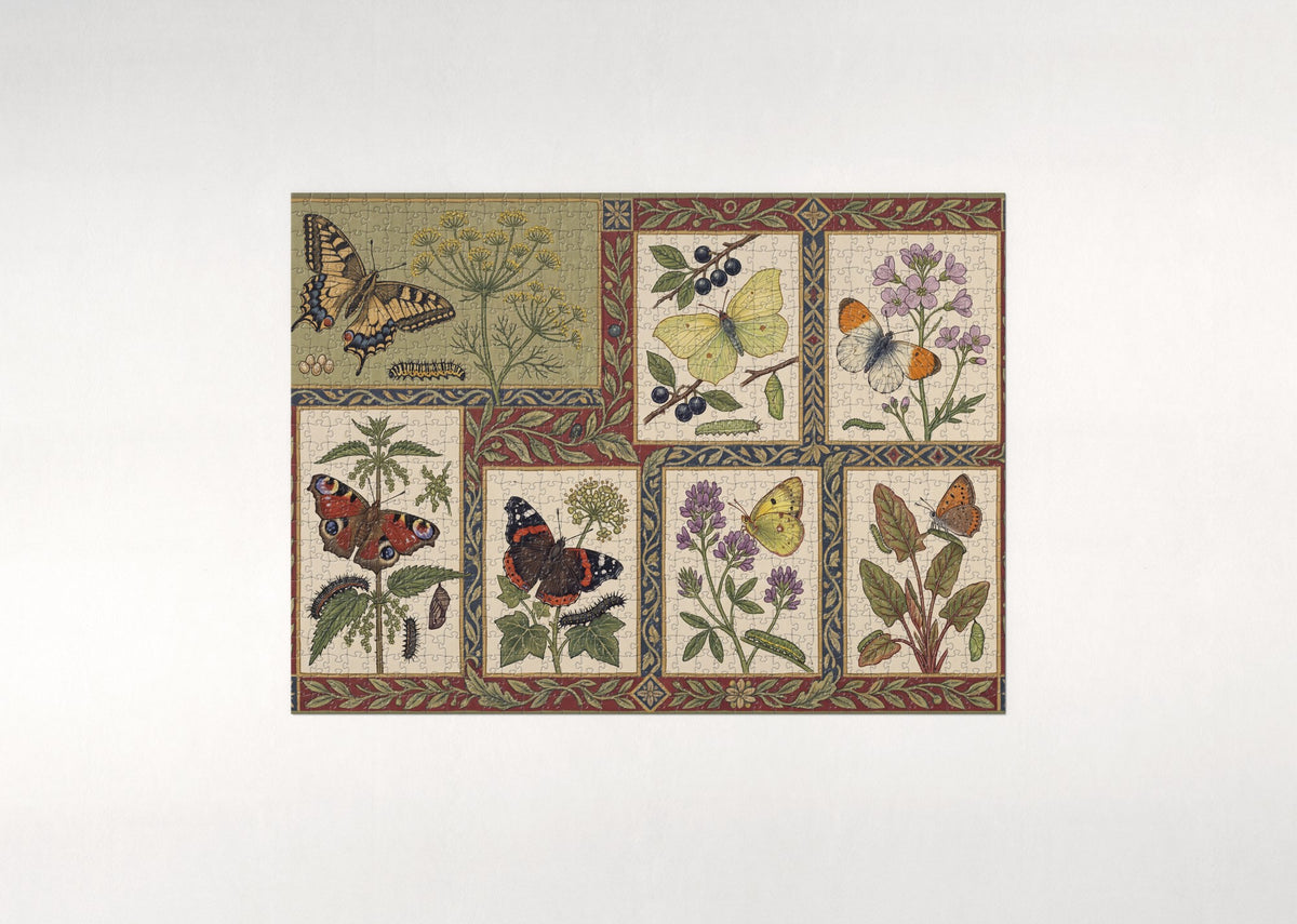 Botanical Butterflies Vintage Plate jigsaw puzzle - flat puzzle