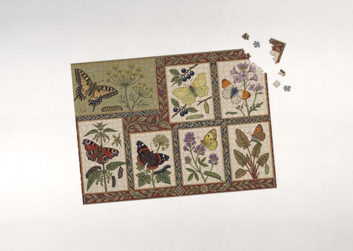 Botanical Butterflies Vintage Plate jigsaw puzzle - puzzle with loose pieces