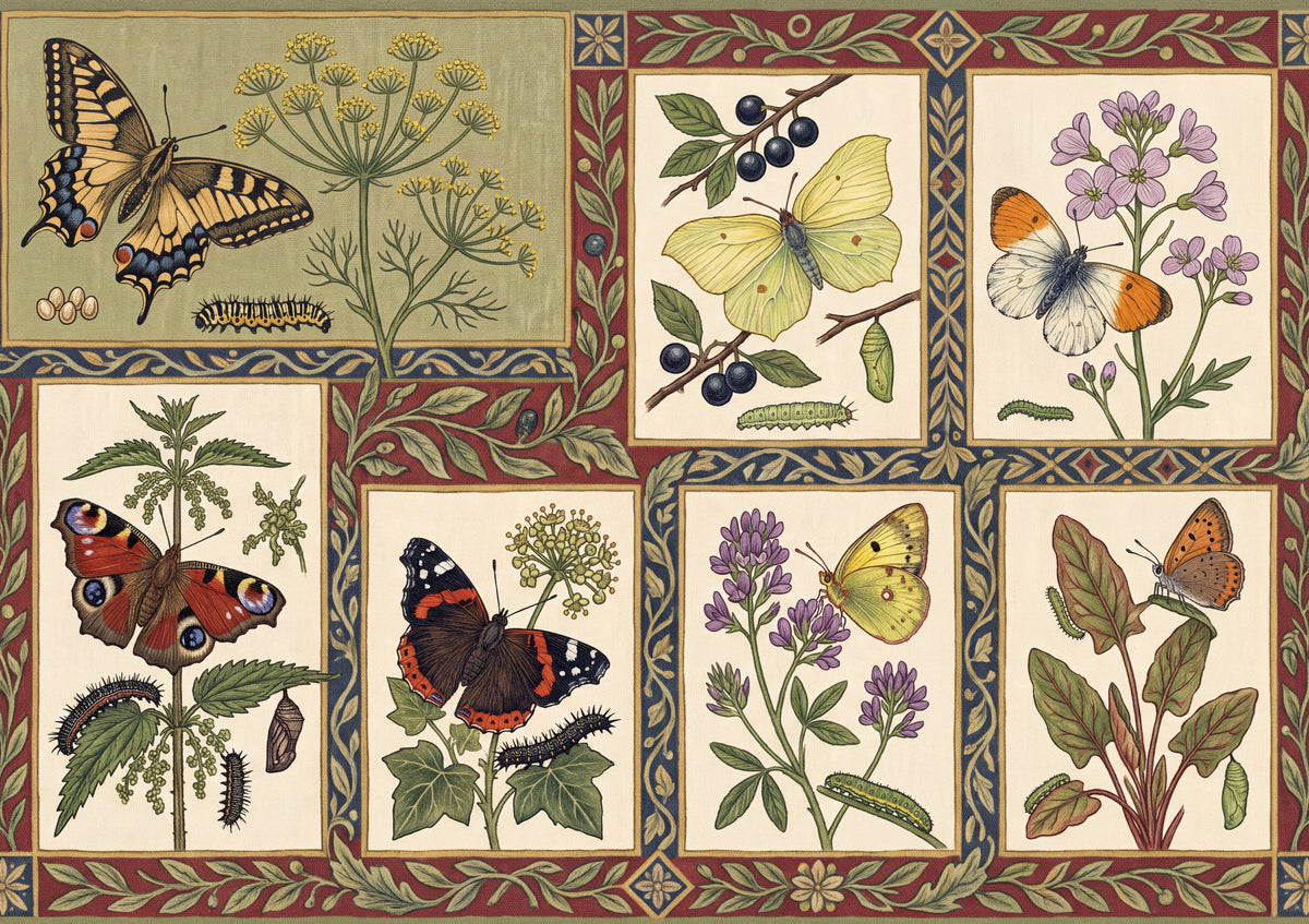 Botanical Butterflies Vintage Plate jigsaw puzzle