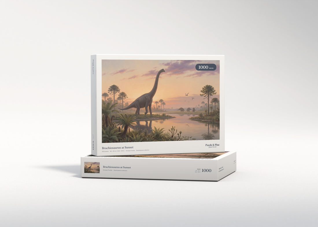 Brachiosaurus at Sunset jigsaw puzzle - gift box