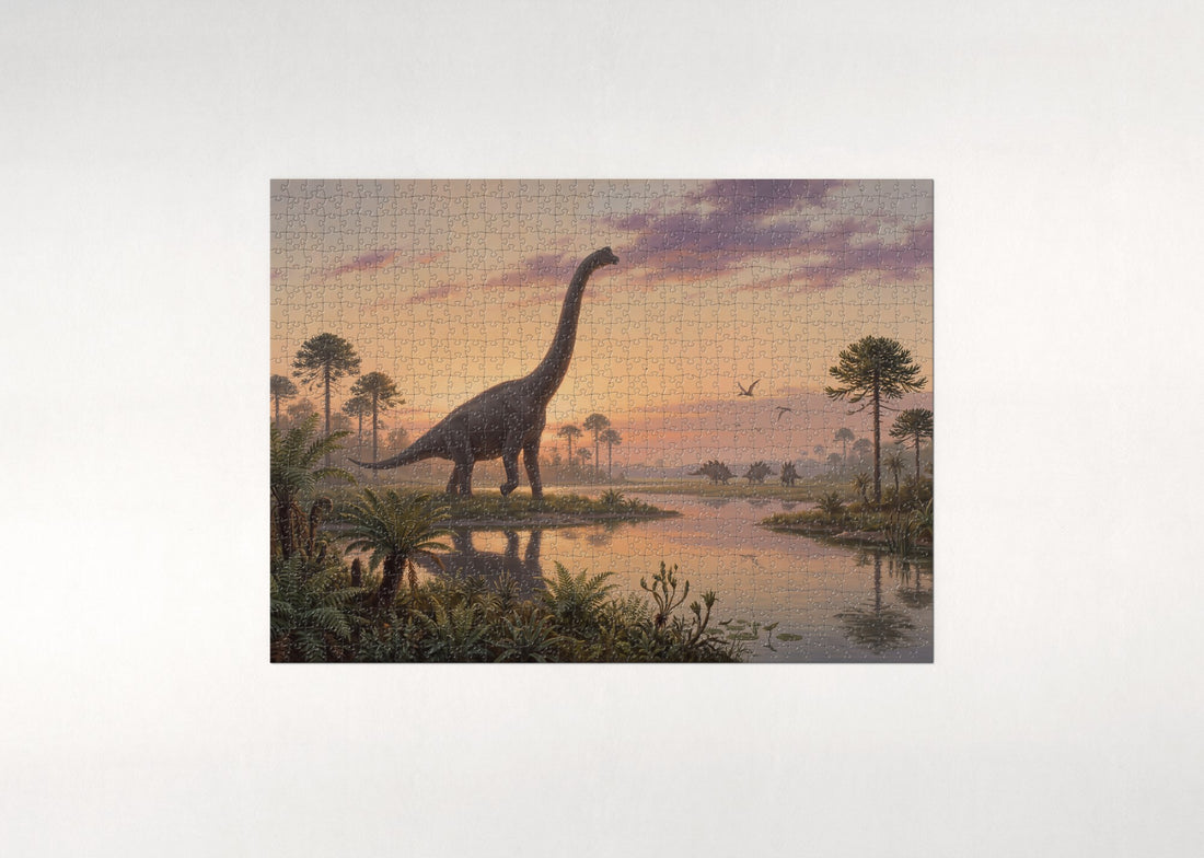 Brachiosaurus at Sunset jigsaw puzzle - gift box