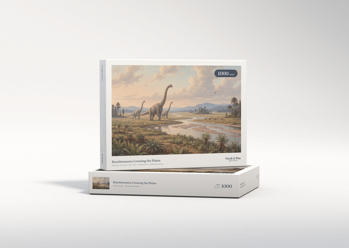 Brachiosaurus Crossing the Plains jigsaw puzzle - gift box