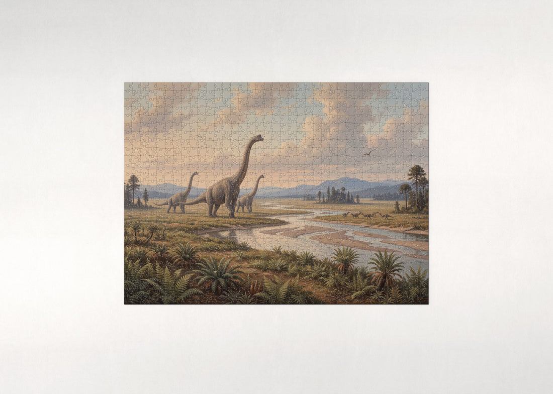 Brachiosaurus Crossing the Plains jigsaw puzzle - gift box