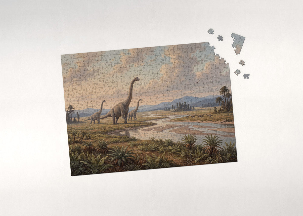 Brachiosaurus Crossing the Plains jigsaw puzzle - puzzle with loose pieces