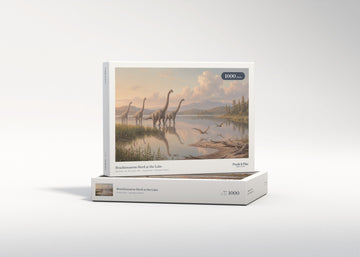 Brachiosaurus Herd at the Lake jigsaw puzzle - gift box
