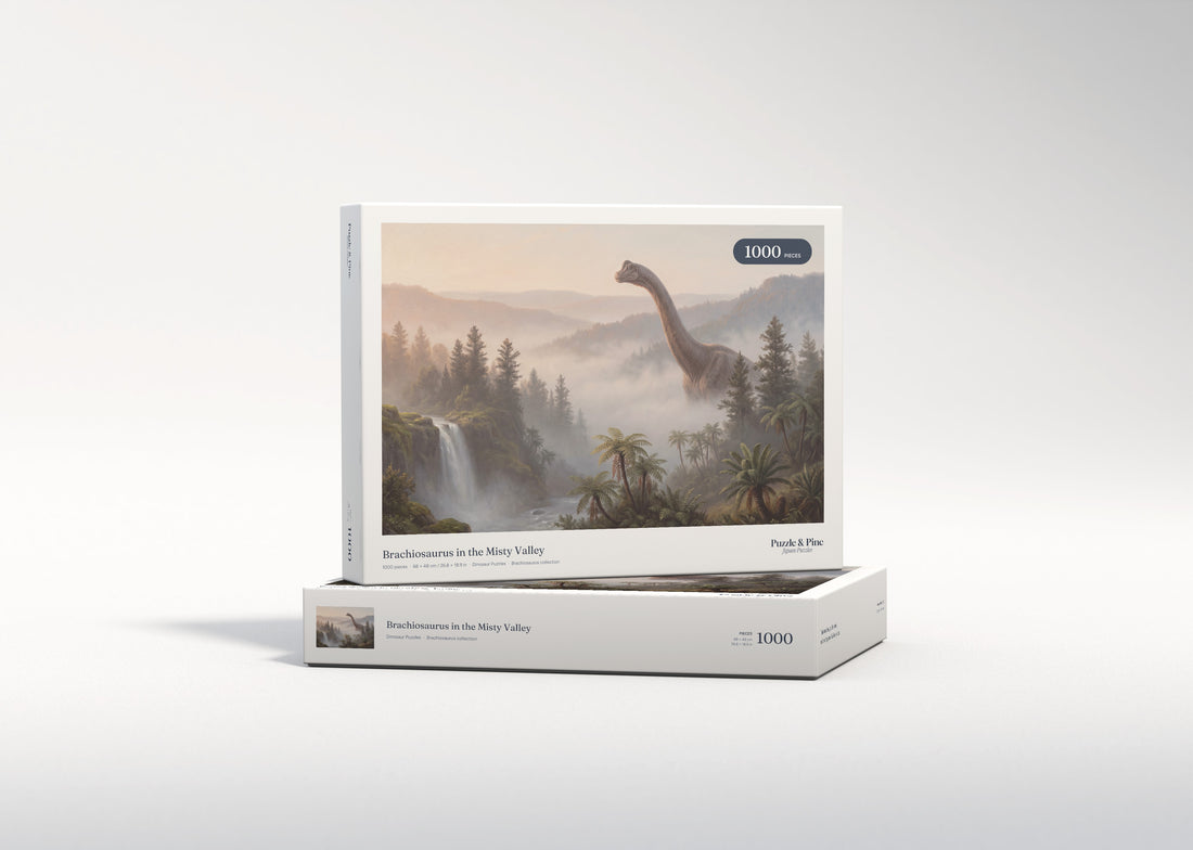 Brachiosaurus in the Misty Valley jigsaw puzzle - gift box