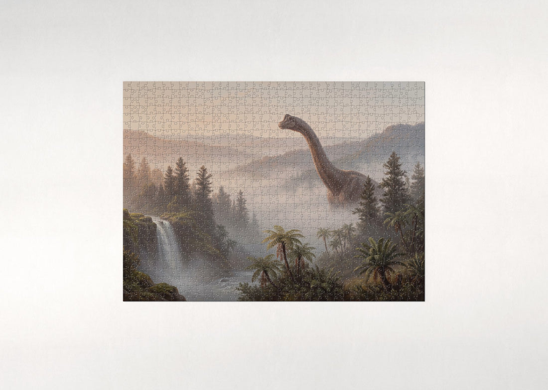 Brachiosaurus in the Misty Valley jigsaw puzzle - gift box