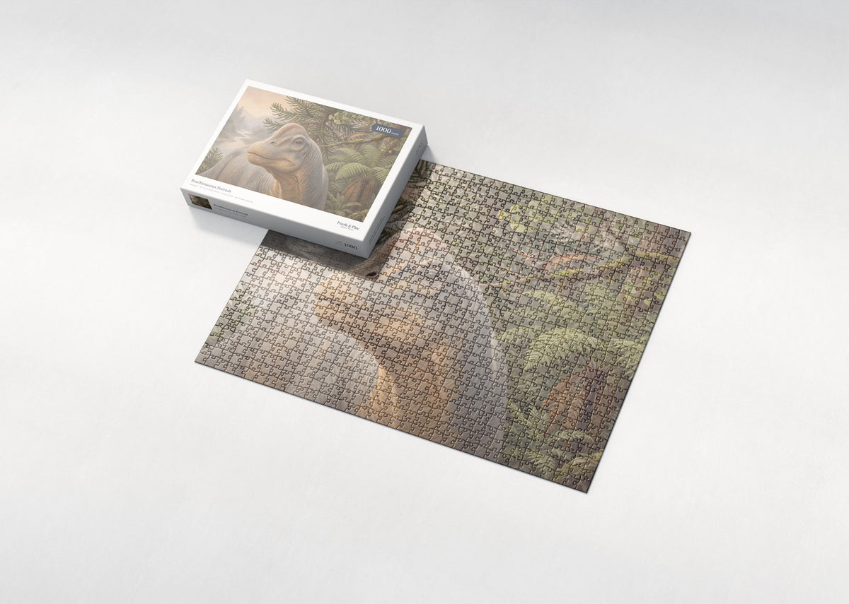 Brachiosaurus Portrait jigsaw puzzle - box and puzzle