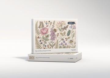 Bugs and Blooms Botanical Collage jigsaw puzzle - gift box