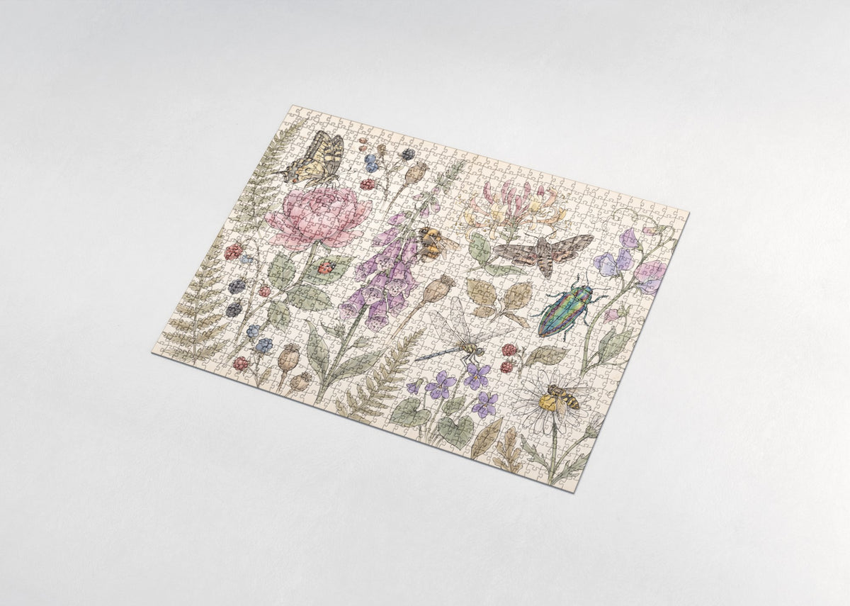 Bugs and Blooms Botanical Collage jigsaw puzzle - assembled puzzle