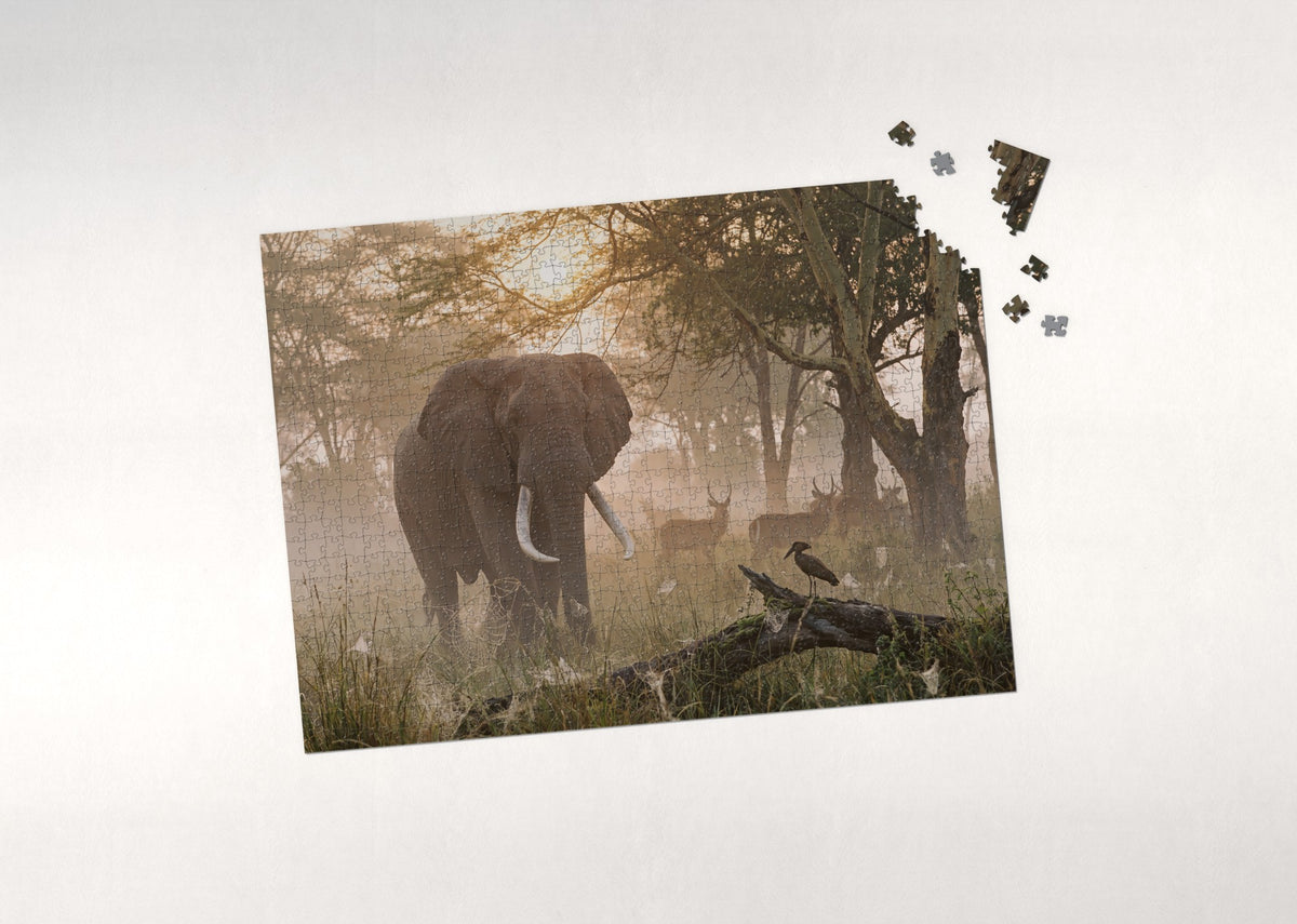 Bull Elephant in the Morning Mist jigsaw puzzle - puzzle with loose pieces