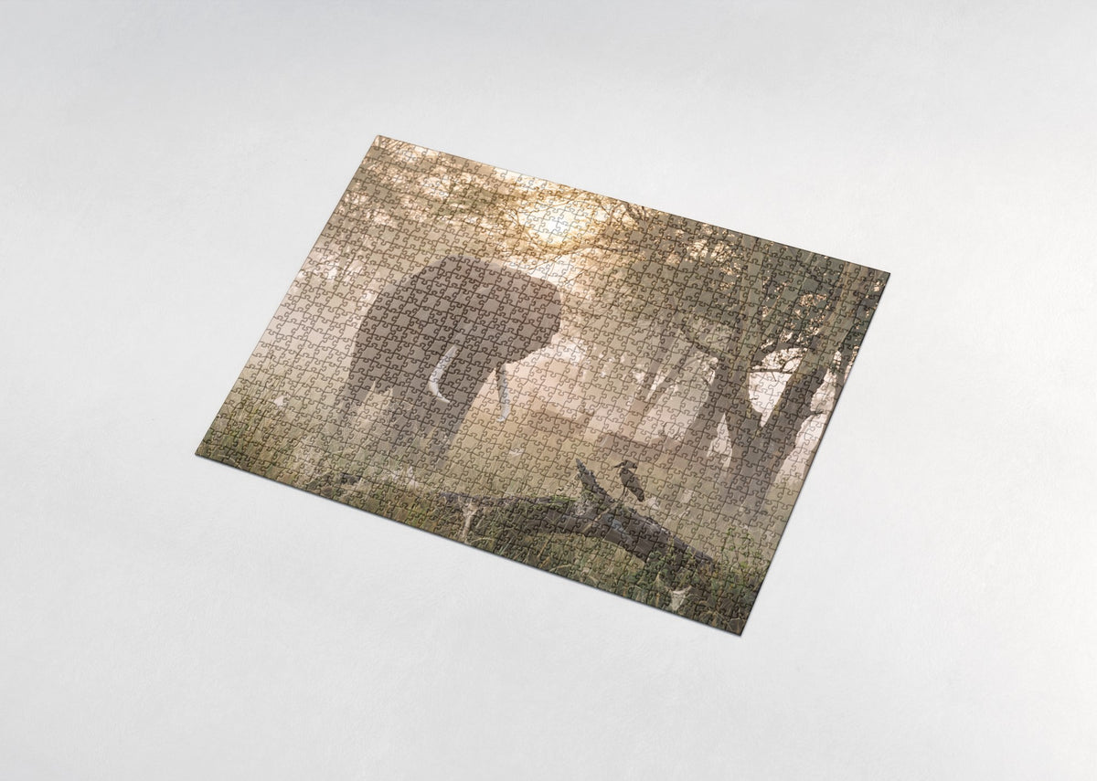 Bull Elephant in the Morning Mist jigsaw puzzle - assembled puzzle