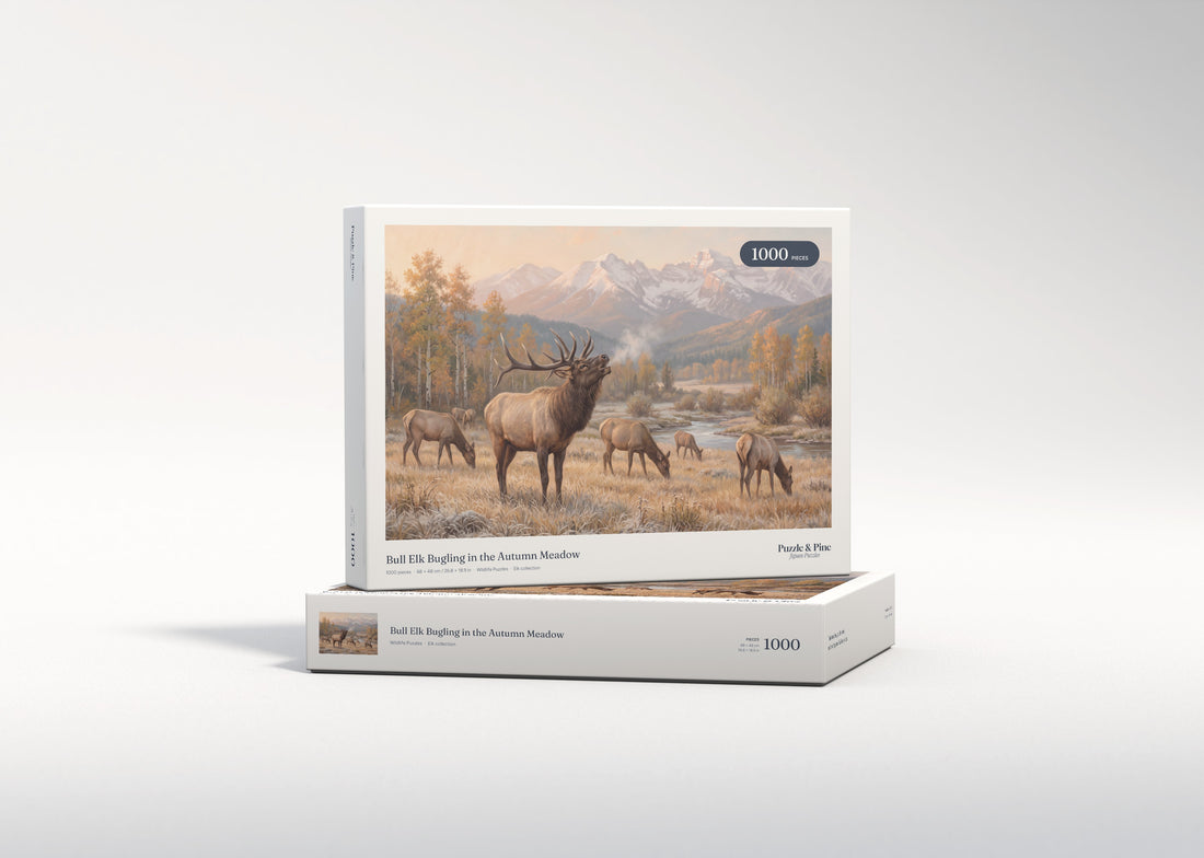 Bull Elk Bugling in the Autumn Meadow jigsaw puzzle - gift box