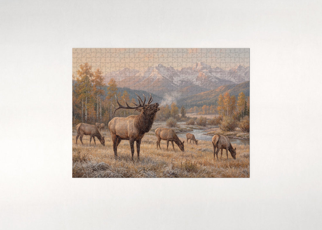 Bull Elk Bugling in the Autumn Meadow jigsaw puzzle - gift box
