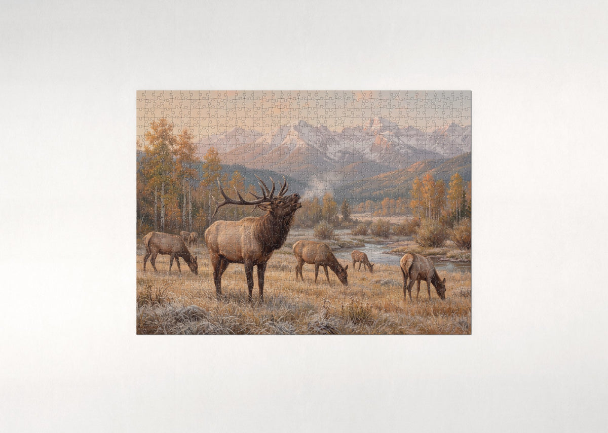 Bull Elk Bugling in the Autumn Meadow jigsaw puzzle - flat puzzle