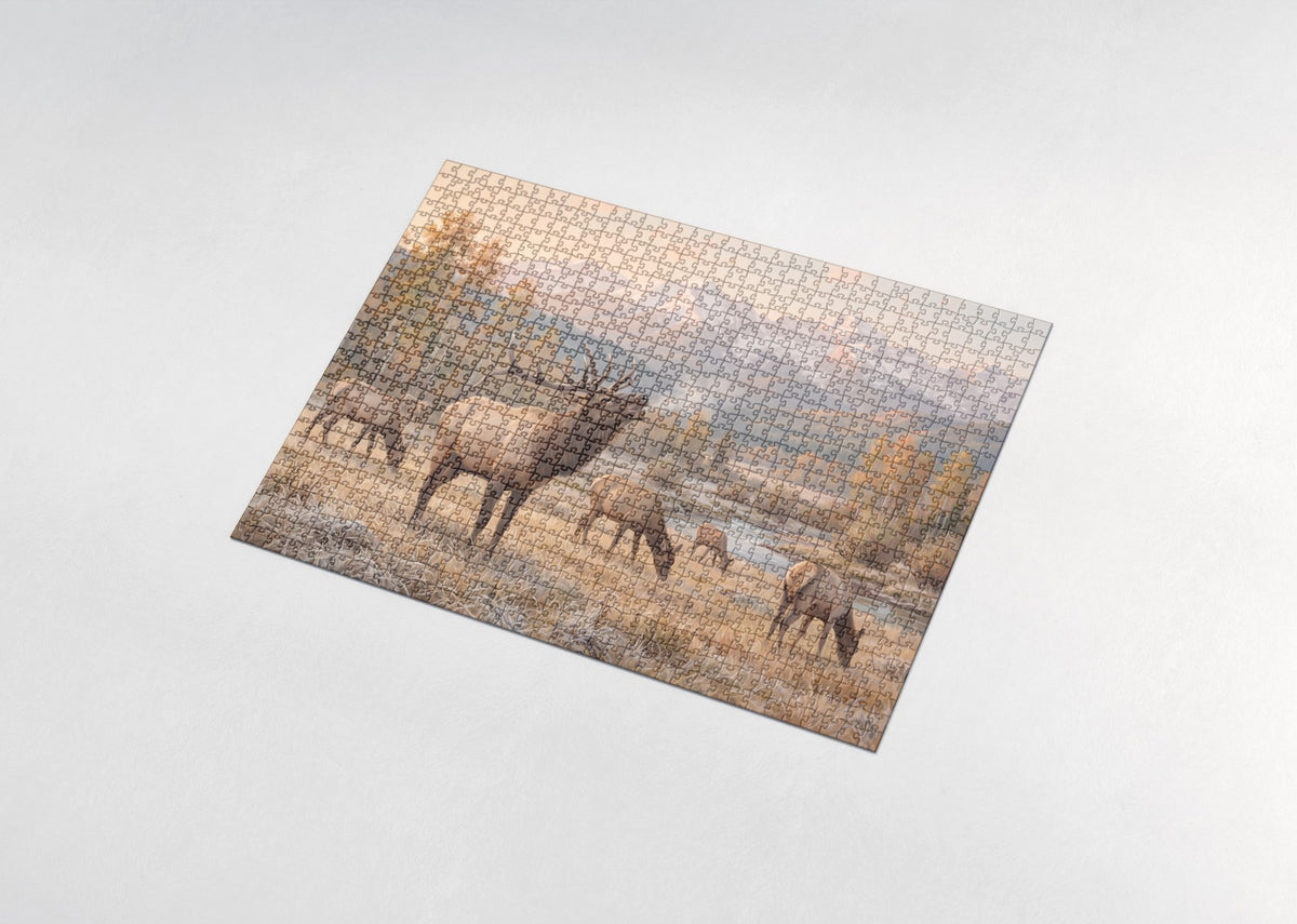 Bull Elk Bugling in the Autumn Meadow jigsaw puzzle - assembled puzzle