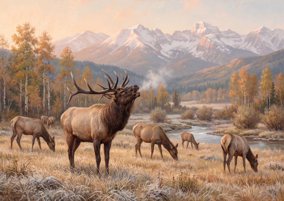 Bull Elk Bugling in the Autumn Meadow jigsaw puzzle