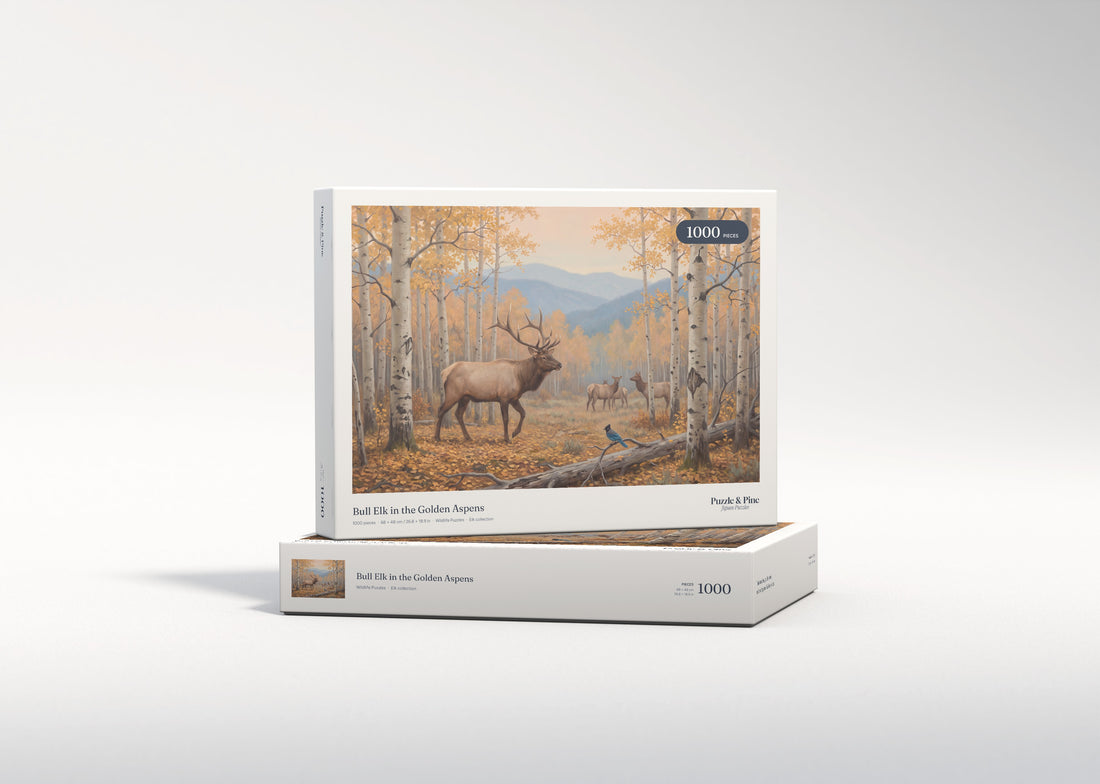 Bull Elk in the Golden Aspens jigsaw puzzle - gift box